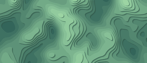 Seamless abstract green background paper cut realistic relief. Vector illustration.