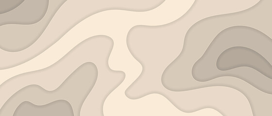 Abstract beige background paper cut realistic relief. Vector illustration.