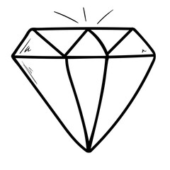 Diamond icon vector symbol illustration. Doodle vector simple illustration