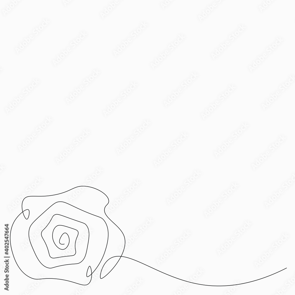 Sticker Rose summer flowers isolated on white background. Continuous line drawing. Vector illustration