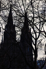 namesti miru cathedral silhouette winter