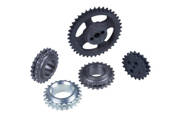 new car gas distribution gear for installation on car isolated on white background
