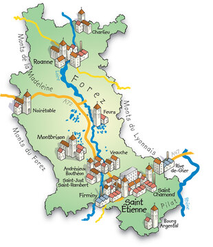 42 Carte du d&eacute;partement de la Loire