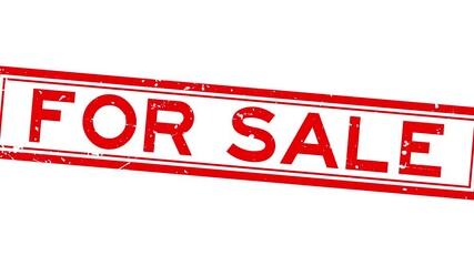 Grunge red for sale word square rubber seal stamp zoom on white background