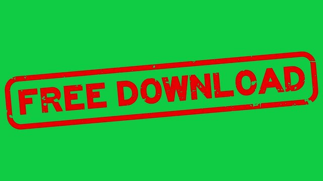 Grunge red free download word square rubber seal stamp zoom on green background
