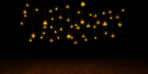 ampoules vintage à filament sur fond noir