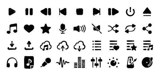 Music and Audio UI Icon Set (Hand-drawn fill version)