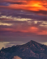 Sunrise at the main mountain in Spain known as Cabezón de Oro - obrazy, fototapety, plakaty