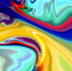 Violet yellow blue green fluid abstract colorful background with waves