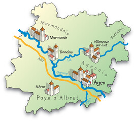 47 Carte du département du Lot-et-Garonne