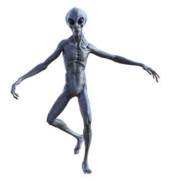 Illustration of an alien doing a goofy dance on a white background.
