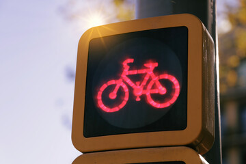 Bicycle traffic light with red color