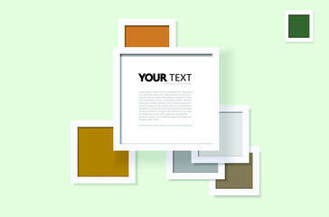 Abstract pastel color frames mockup blank empty copy space wood creative graphic design vector decoration ornament green isolated background  your text photo picture image gallery is digital collage