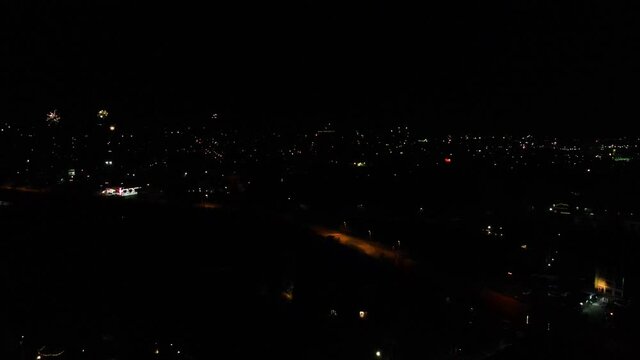 Fireworks night sky drone