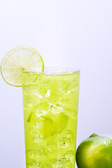 Glass with a fruit drink.