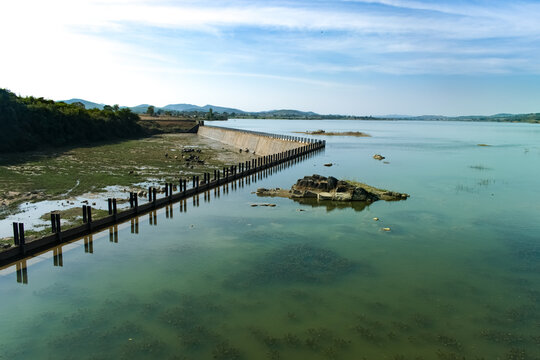 landscape shot of neersagar water reservoir , Karnataka India.