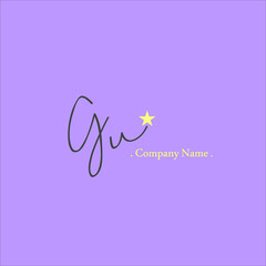 G U GU Initial handwriting or handwritten logo for identity