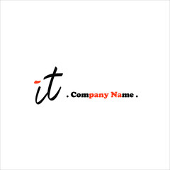 I T IT Initial handwriting or handwritten logo for identity