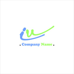 I U IU Initial handwriting or handwritten logo for identity
