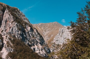 A rocky part of a mountain that has suffered a collapse due to the earthquake (Sibillini, Marche, Italy)