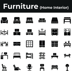 Furniture and home interior icon set