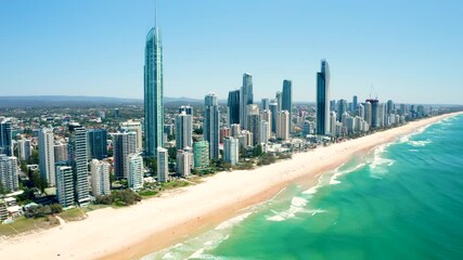 Cityscape of Surfers Paradise, Gold Coast, Australia Aerial 4K 