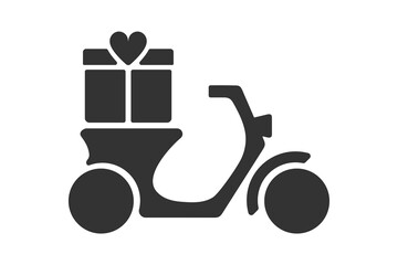 Motor scooter icon with a gift. vector