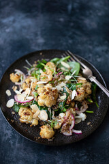 Vegan salad with roast cauliflower and quinoa