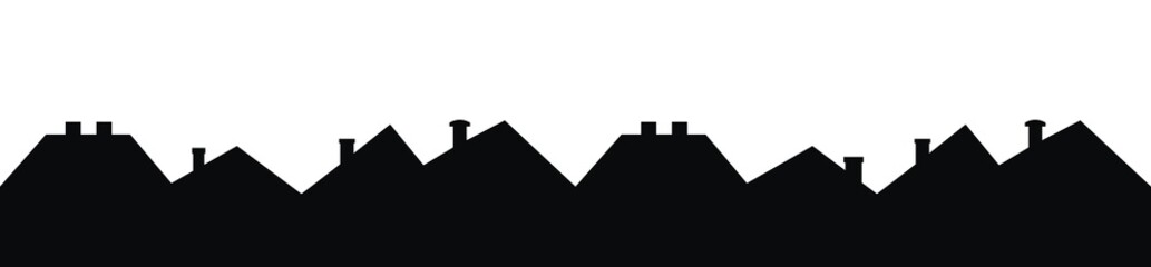 roofs, group of houses, vector icon, black silhouette