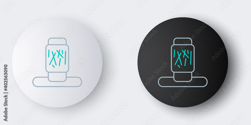 Poster line cat scratching post with toy icon isolated on grey background. colorful outline concept. vector