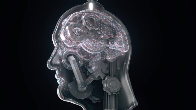 Concept of Human Brain By gears 4k. High quality 4k footage