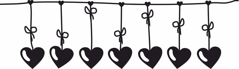 Love decorative Hearts hanging on line