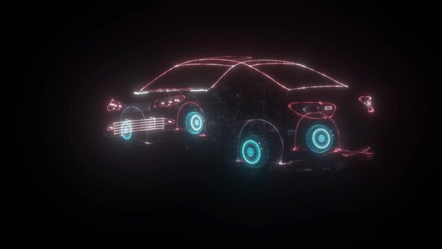 3d Car Scanning Hud Hologram v3 4k. High quality 4k footage