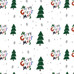Seamless pattern with inscription merry christmas