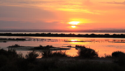 Couchant flamboyant sur l'étang de Thau