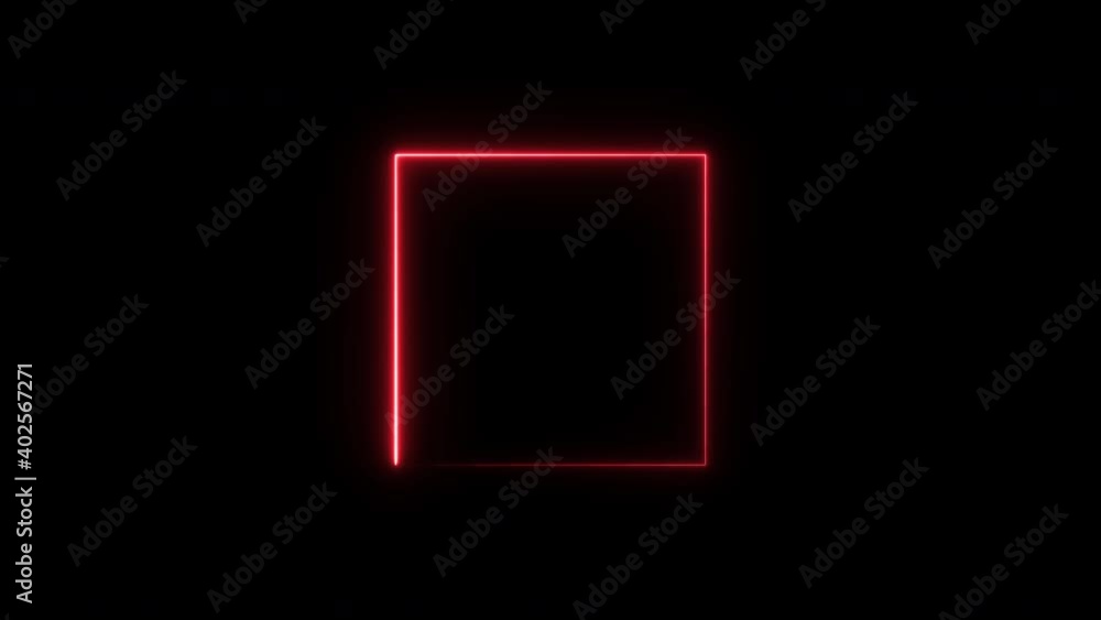 Aufkleber simple thin line square shape preload animation on a black background with random neon lights