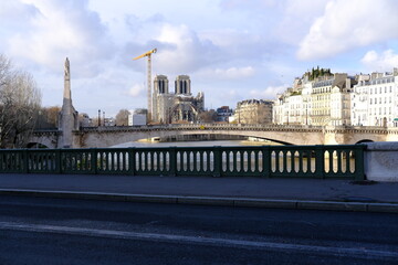 Fototapeta na wymiar Notre Dame de Paris in reconstruction. winter 2021.