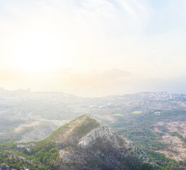 Fototapeta premium beautiful sunrise over the mountain valley, beautiful early morning scene