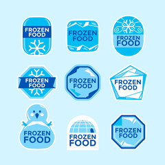 Set of label templates Frozen food product hand drawn vector Illustrations