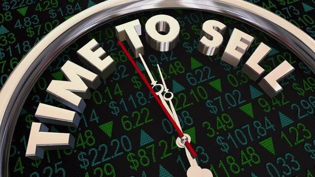 Time to Sell Stocks Market Investment Clock 3d Animation