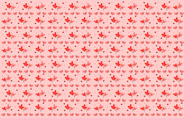 Love abstract background template with heart and flower on pastel pink tone.