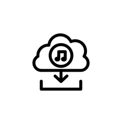 Cloud download music icon. Music and video multimedia icons. Vector