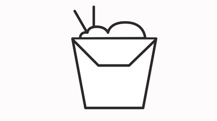 Vector Illustration of a Take Away Box with Chopsticks. Asian Food Take Away Icon
