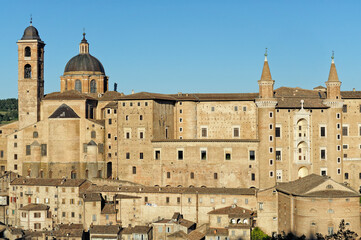 Fototapeta na wymiar View of the city with Palazzo Ducale and Cathedral, Urbino, District of Pesaro and Urbino, Marches, Italy, Europe