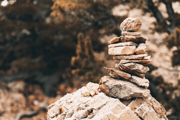 Rock stacks on Colorado mountain hiking trails