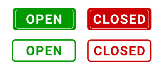 Open and closed sign set. Stock-Vector