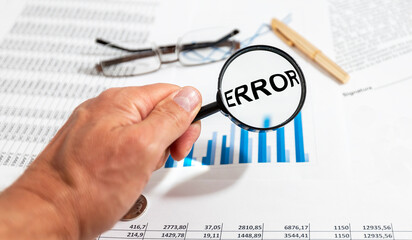 Error word inscription. Concept of failure and mistake
