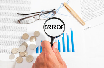 Error word inscription. Concept of failure and mistake