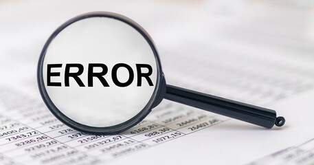 Error word inscription. Concept of failure and mistake