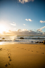 Coucher de soleil sur la plage en Bretagne dans le Morbihan